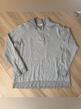 Criquet Men's Gray Quarter-Zip Pullover Sweater Long Sleeve Blue Logo XL